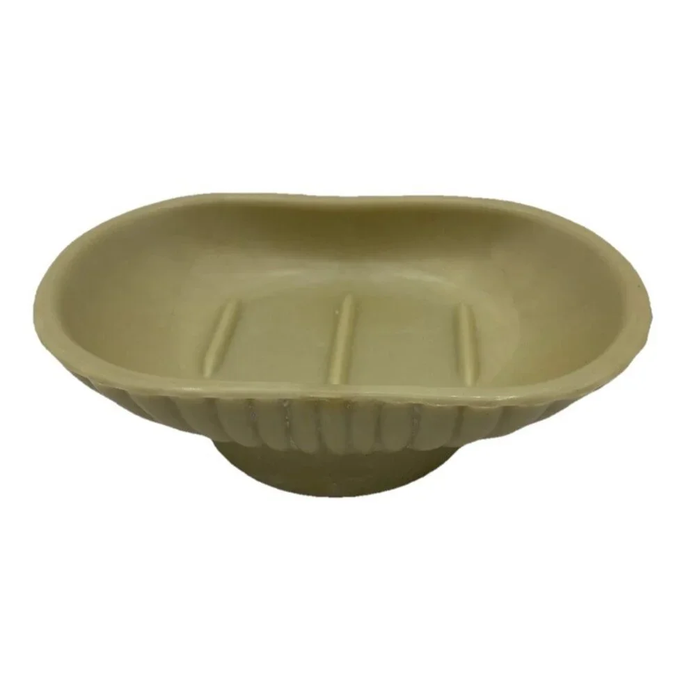 Vintage Plastic Soap Dish Footed Brasscraft Made in USA Tan Beige Retro